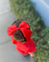 Red Satin Long Tail Hair Bow